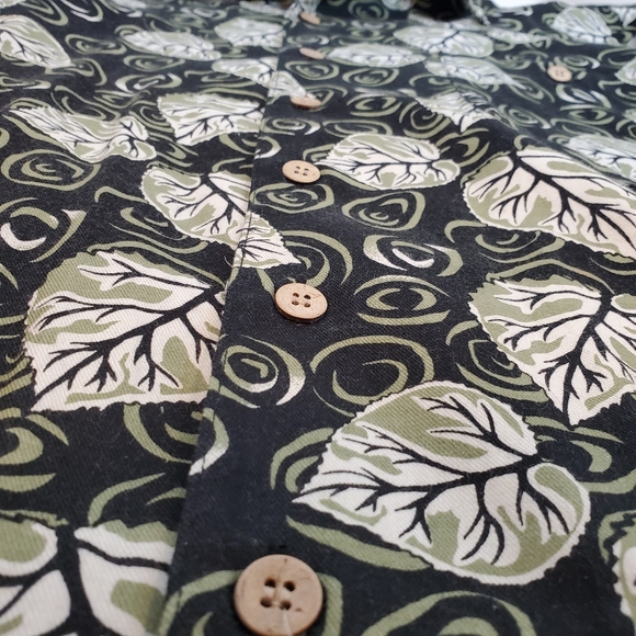 Vintage Summa Green Vines Allover Short Sleeve Mens Shirt Button Up Size M - Picture 13 of 14